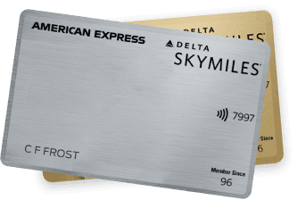 Silver and gold Delta Skymiles AMEX card