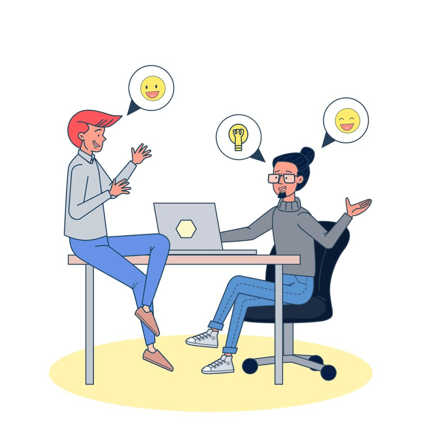 People chatting about ideas in an office