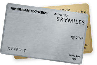 Silver and gold Delta Skymiles AMEX card