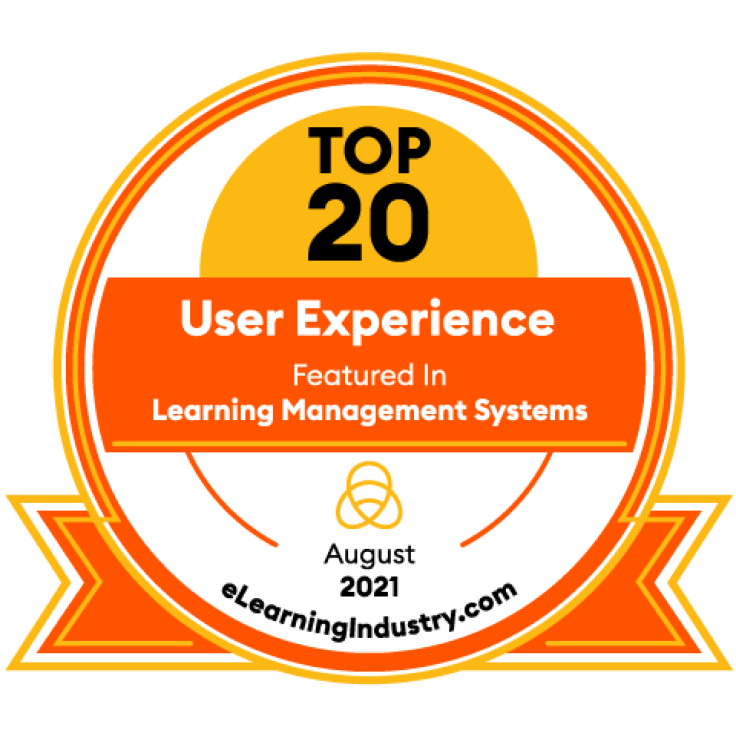 Certification from LearningIndustry.com August 2021: Top 20 in User Experience, Featured in Learning Management Systems